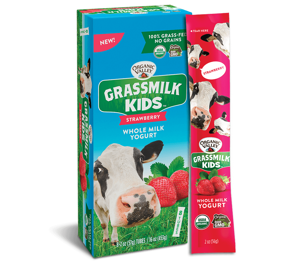 Organic Valley Strawberry Tube Grass Milk Yogurt (8 tubes) - US* 