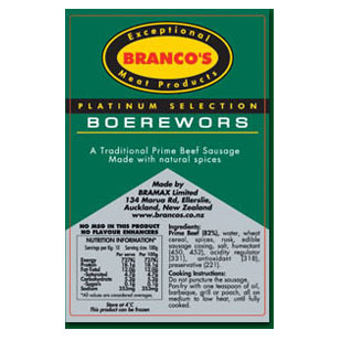急凍紐西蘭Branco's Boerewors香腸450克*