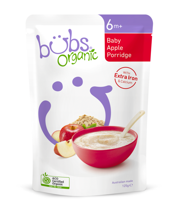 Bubs Organic Baby Apple Porridge 6+Months 125g - AUS*