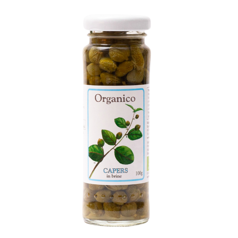 UK Organico Organic capers in brine (small jar),100g