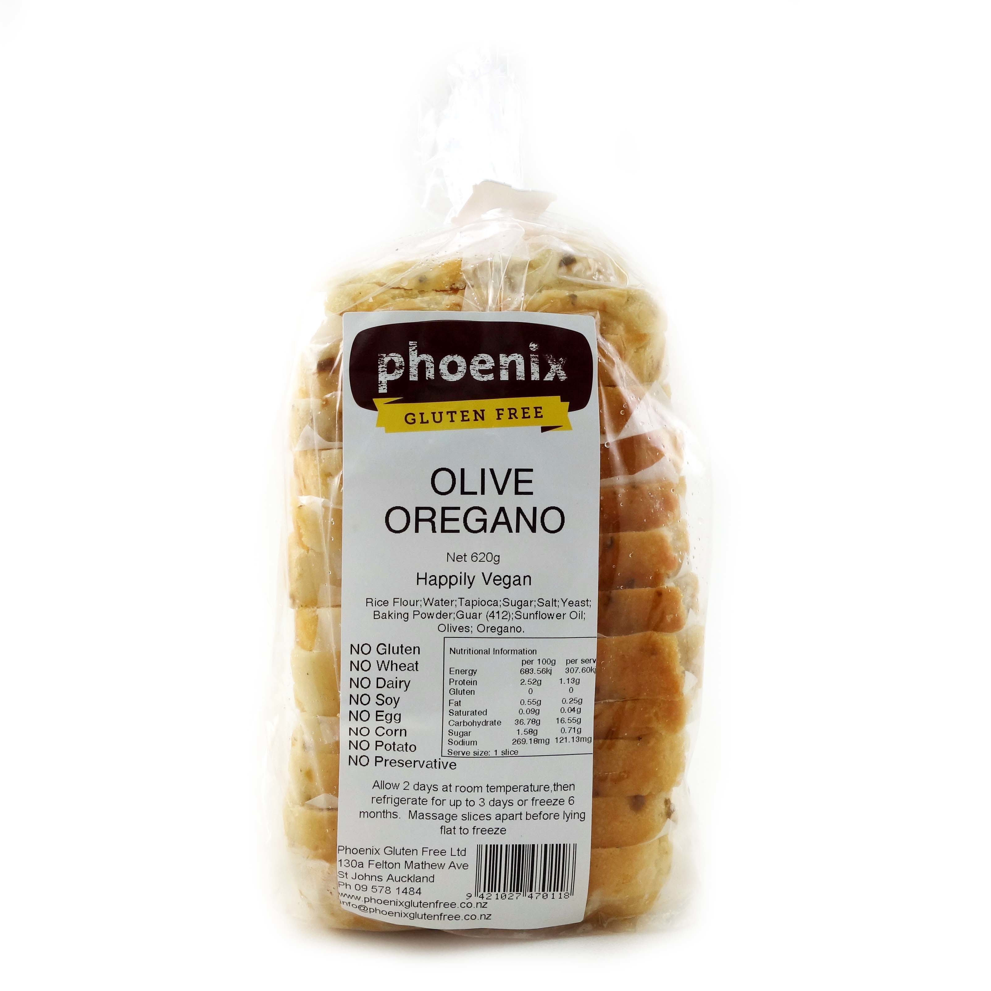 急凍紐西蘭Phoenix無麩質橄欖奧勒岡(Olive & Oregano)麵包620克*