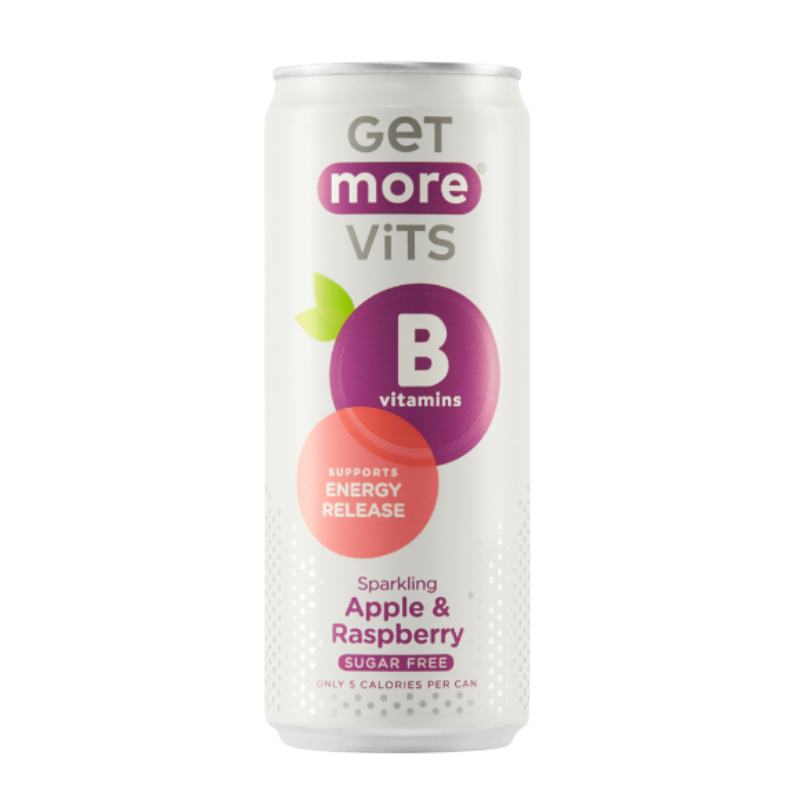 英國Get More Vits 維他命B有氣飲品(蘋果&覆盆子味), 330毫升